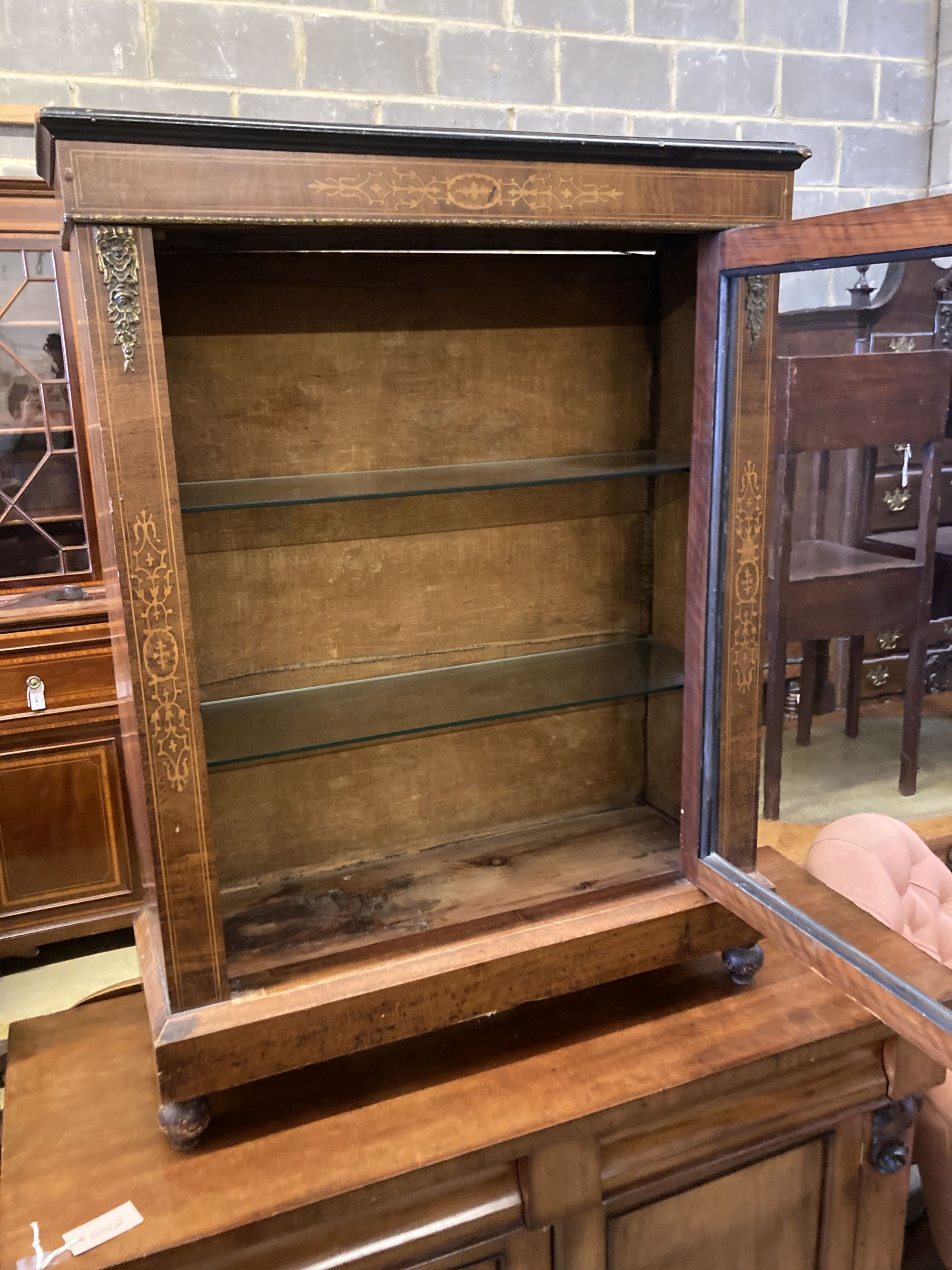 A Victorian walnut pier cabinet, width 80cm, depth 28cm, height 105cm